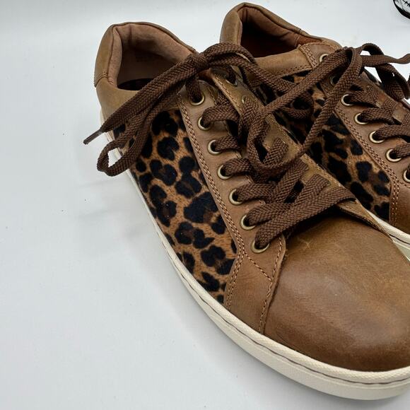 Born Sur Leopard Print Sneakers Women’s 9M Brown Leather Lace‑Up Low Top - Picture 12 of 13